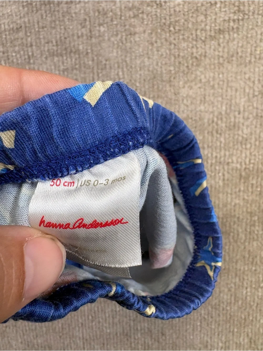 Hanna Andersson blue smocked dress featuring a red and blue 